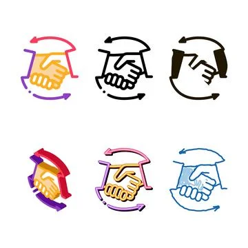 Handshake icon forms vector outline Stock Illustration
