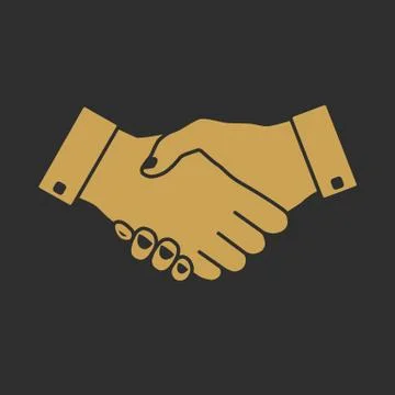 Handshake icon gold Stock Illustration