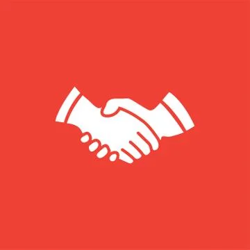 Handshake Icon On Red Background. Red Flat Style Vector Illustration Stock Illustration
