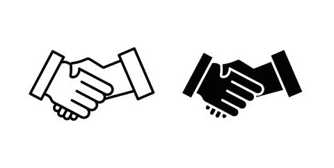 Handshake icon. Style is flat and line symbol Stock Illustration