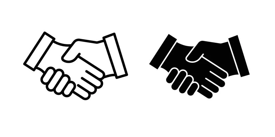 Handshake icon thin line and clipart style vector set Stock Illustration