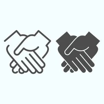 Handshake line and solid icon. One hand supported other vector illustration Stockillustratie