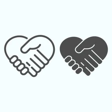 Handshake line and solid icon. One hand supported other vector illustration Stock Illustration