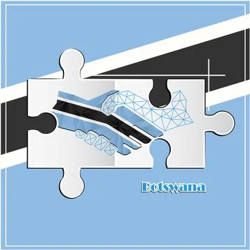 Handshake logo made from the flag of Botswana Stock Illustration
