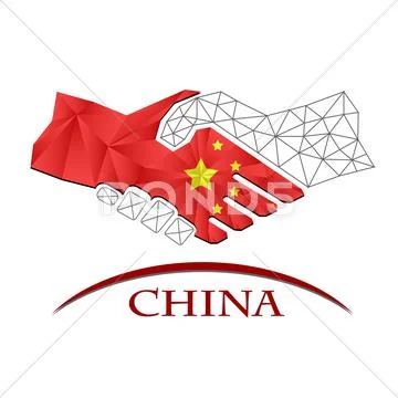 Handshake Logo Made From The Flag Of China.