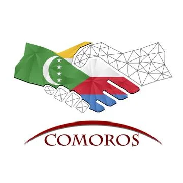 Handshake logo made from the flag of Comoros. Stock Illustration