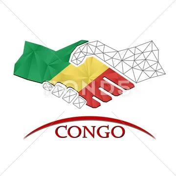 Handshake Logo Made From The Flag Of Congo.