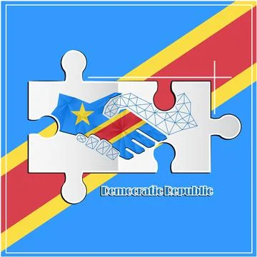 Handshake logo made from the flag of Democratic Republic Stock Illustration