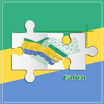 Handshake logo made from the flag of Gabon Stock Illustration