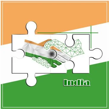 Handshake logo made from the flag of India Stock Illustration