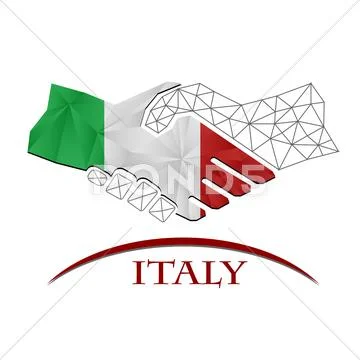 Handshake Logo Made From The Flag Of Italy.