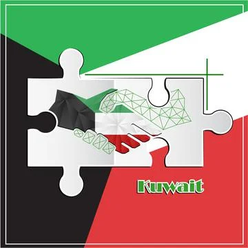 Handshake logo made from the flag of Kuwait Stock Illustration