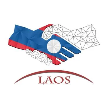 Handshake logo made from the flag of Laos Stock Illustration