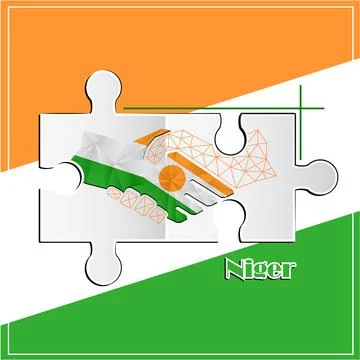 Handshake logo made from the flag of Niger Stock Illustration