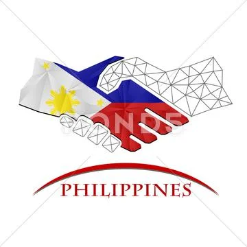 Handshake Logo Made From The Flag Of Philippines.