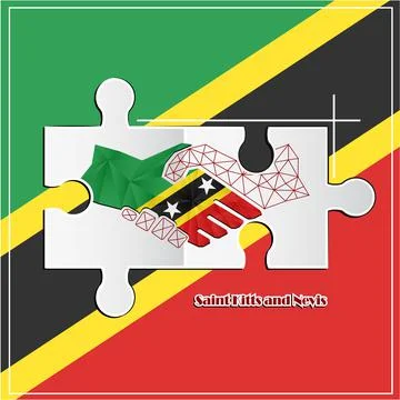 Handshake logo made from the flag of  Saint Kitts and Nevis Stock Illustration