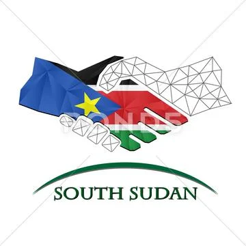 Handshake Logo Made From The Flag Of South Sudan.