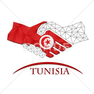 Handshake Logo Made From The Flag Of Tunisia.