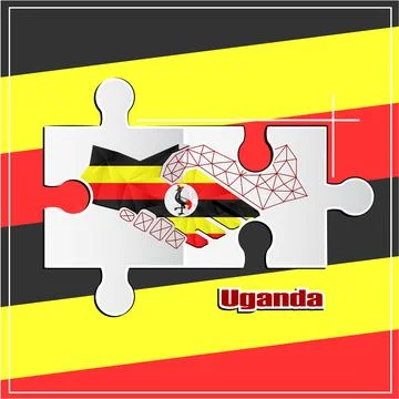Handshake logo made from the flag of Uganda Stock-Illustration