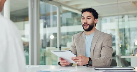 Handshake, man and job interview in office with resume, introduction and hiring Stock Footage 318225457