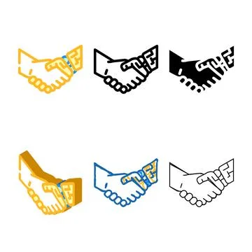 Handshake modern robot hand gesture color icon vector Stock Illustration