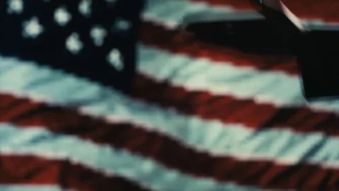 Handshake. Multiple takes. USA flag on LED background. Stock Footage 81016089