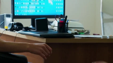 Handshake near a computer desk Stock Footage 71353886