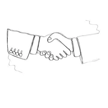 Handshake in one line illustration vector isolated on white background Stock Illustration