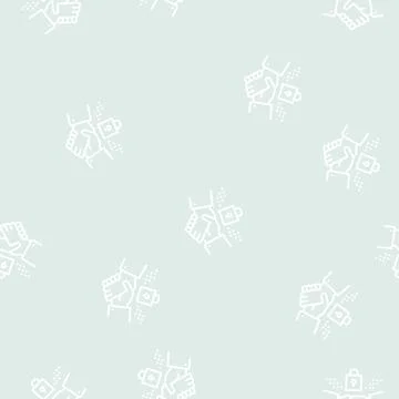 Handshake padlock line seamless pattern Stock Illustration