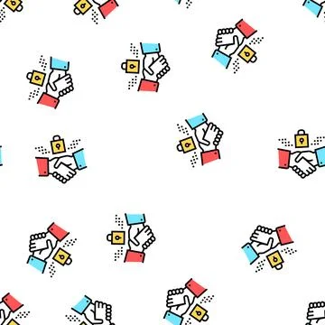 Handshake padlock vector seamless pattern Stock Illustration