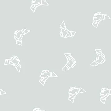 Handshake partners line vector seamless pattern Illustrazione stock