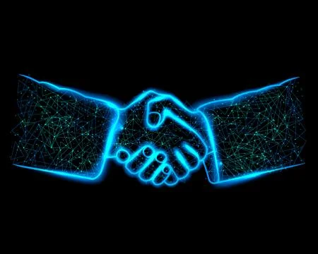 Handshake polygon mesh, teamwork people businessman. Stock Illustration