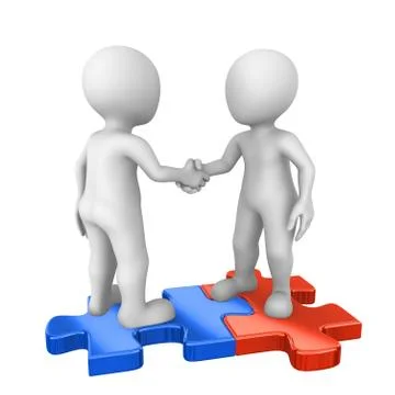 Handshake with puzzles Stock Illustration