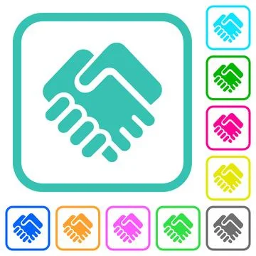 Handshake solid vivid colored flat icons Illustrazione stock