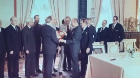 Handshake in Space Soyuz - Apollo, 1975. (157) Stock Footage 237227679