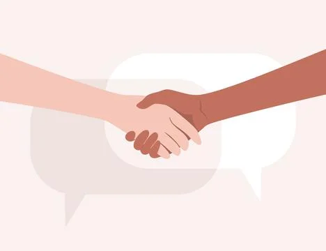 Handshake with speech bubbles on the background Stock Illustration