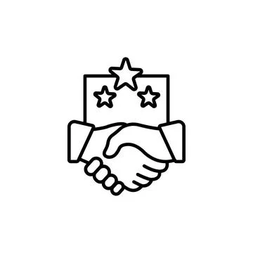 Handshake With Stars Line And Solid Icon Set. Partnership, Trust, And Customer Illustrazione stock