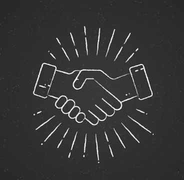 Handshake with sunburst on chalkboard Stock Illustration