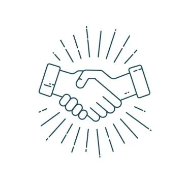 Handshake with sunburst Stock Illustration