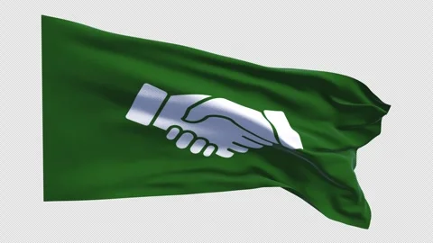 Handshake Symbol icon on Waving Flag Stock Footage 329003671