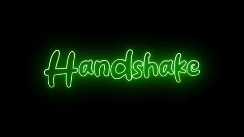 'Handshake' text animation with neon glow line. Stock Footage 282576970