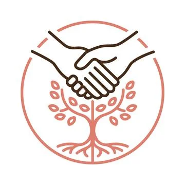 Handshake Tree Circle Logo Trust Growth Business Stock Illustration