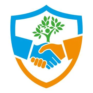 Handshake Tree Shield Protection Logo Design Icon Vector Template Modern Stock Illustration