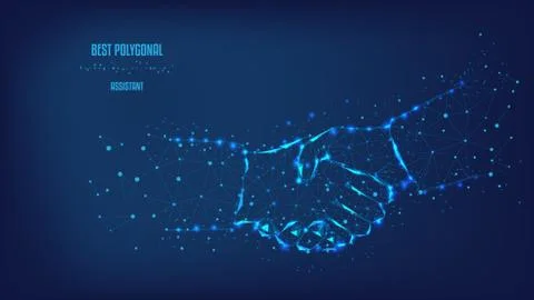 Handshake from triangles and luminous points. Stock Illustration
