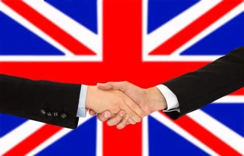 Handshake in UK Foto stock