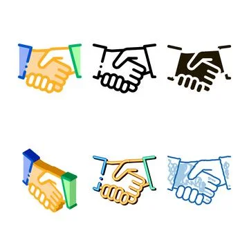 Handshake variety icon vector outline Stock Illustration