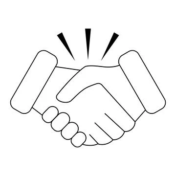 Handshake vector outline icon. Partnership, trust, friendship. Stock Illustration