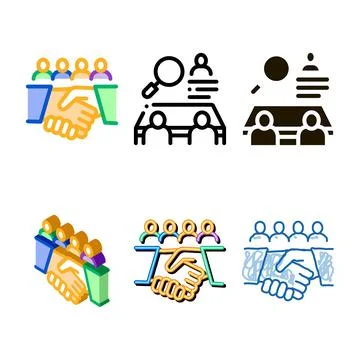 Handshake on work contract icon vector simplified outline Stock Illustration