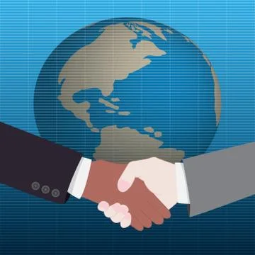 Handshake with world map background Stock Illustration