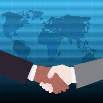 Handshake with world map background Stock Illustration